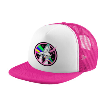 NASA pink, Καπέλο Ενηλίκων Soft Trucker με Δίχτυ Pink/White (POLYESTER, ΕΝΗΛΙΚΩΝ, UNISEX, ONE SIZE)