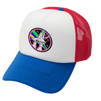 NASA pink, Καπέλο Soft Trucker με Δίχτυ Red/Blue/White 