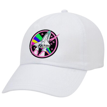 NASA pink, Καπέλο Ενηλίκων Baseball Λευκό 5-φύλλο (POLYESTER, ΕΝΗΛΙΚΩΝ, UNISEX, ONE SIZE)