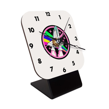 NASA pink, Quartz Wooden table clock with hands (10cm)