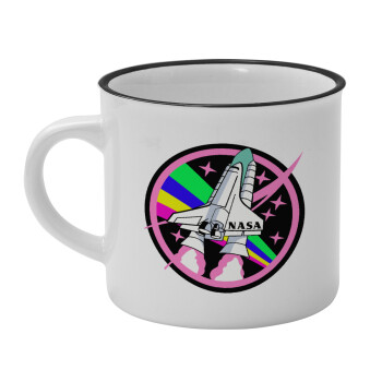 NASA pink, Κούπα κεραμική vintage Λευκή/Μαύρη 230ml