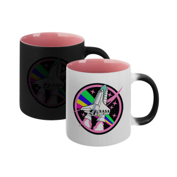 NASA pink, Κούπα Μαγική εσωτερικό ΡΟΖ, κεραμική 330ml που αλλάζει χρώμα με το ζεστό ρόφημα