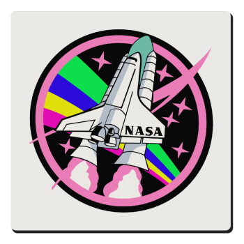 NASA pink, Τετράγωνο μαγνητάκι ξύλινο 6x6cm