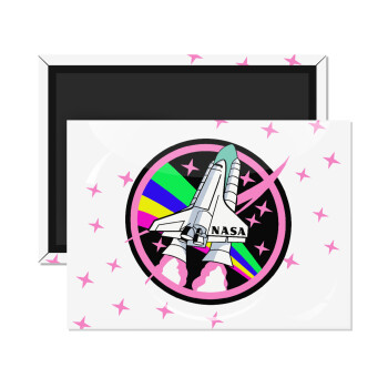 NASA pink, Ορθογώνιο μαγνητάκι ψυγείου διάστασης 9x6cm