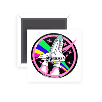 NASA pink, Μαγνητάκι ψυγείου τετράγωνο διάστασης 5x5cm