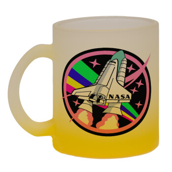 NASA pink, Κούπα γυάλινη δίχρωμη με βάση το κίτρινο ματ, 330ml