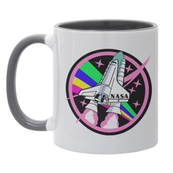 NASA pink, Κούπα χρωματιστή γκρι, κεραμική, 330ml
