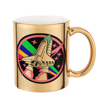 NASA pink, Mug ceramic, gold mirror, 330ml