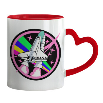 NASA pink, Κούπα καρδιά χερούλι κόκκινη, κεραμική, 330ml
