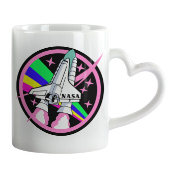 NASA pink, Mug heart handle, ceramic, 330ml