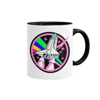 NASA pink, Κούπα χρωματιστή μαύρη, κεραμική, 330ml