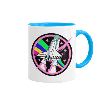 NASA pink, Mug colored light blue, ceramic, 330ml