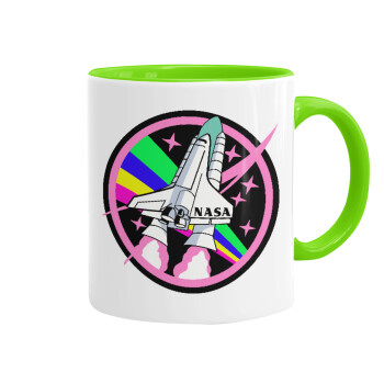 NASA pink, Mug colored light green, ceramic, 330ml