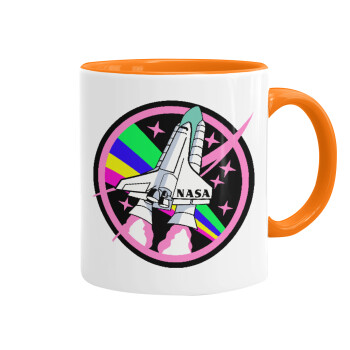 NASA pink, Κούπα χρωματιστή πορτοκαλί, κεραμική, 330ml