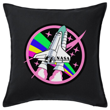 NASA pink, Μαξιλάρι καναπέ Μαύρο 100% βαμβάκι, περιέχεται το γέμισμα (50x50cm)