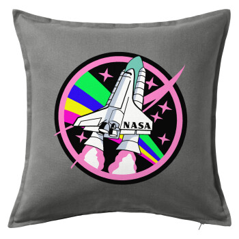 NASA pink, Μαξιλάρι καναπέ Γκρι 100% βαμβάκι, περιέχεται το γέμισμα (50x50cm)