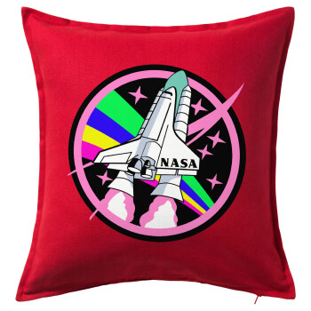 NASA pink, Μαξιλάρι καναπέ Κόκκινο 100% βαμβάκι, περιέχεται το γέμισμα (50x50cm)