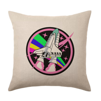 NASA pink, Μαξιλάρι καναπέ ΛΙΝΟ 40x40cm περιέχεται το  γέμισμα