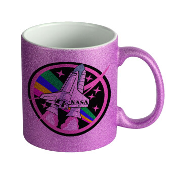 NASA pink, Κούπα Μωβ Glitter που γυαλίζει, κεραμική, 330ml