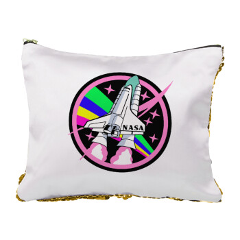 NASA pink, Τσαντάκι νεσεσέρ με πούλιες (Sequin) Χρυσό