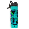 Metallic water bottle with safety lid, 850ml aluminum