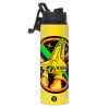 Metallic water bottle with safety lid, 850ml aluminum