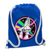 Backpack pouch GYMBAG Blue, with pocket (40x48cm) & thick cords
