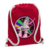 Τσάντα πλάτης πουγκί GYMBAG Κόκκινη, με τσέπη (40x48cm) & χονδρά κορδόνια
