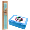 Easter Set, children's snack container BLUE & Easter aromatic flat candle (30cm) (TURQUOISE)