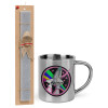 Easter Set, metallic thermal cup (300ml) & Easter aromatic flat candle (30cm) (GRAY)