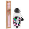 Easter Set, metallic aluminum bottle (500ml) & aromatic flat Easter candle (30cm) (PINK)