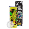 Neon Yellow Travel Tumbler, with metal straw (Stainless steel 304 Food grade, BPA free, 600ml)