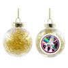 Transparent Christmas tree ball ornament with gold filling 8cm