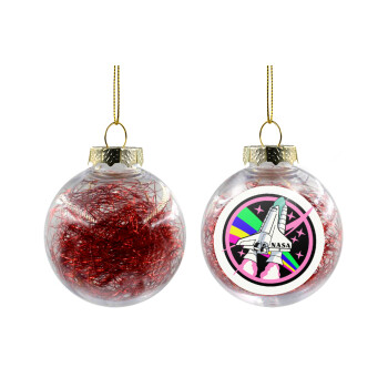 NASA pink, Transparent Christmas tree ball ornament with red filling 8cm