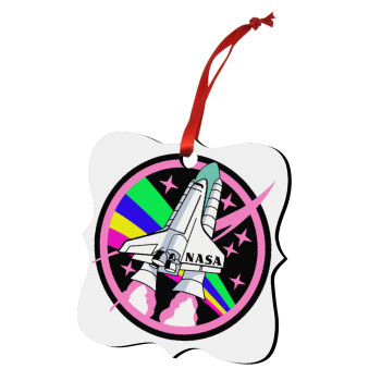 NASA pink, Στολίδι Χριστουγεννιάτικο στολίδι polygon ξύλινο 7.5cm