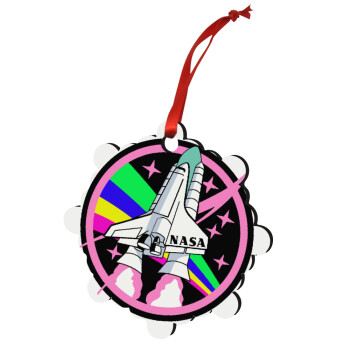 NASA pink, Στολίδι Χριστουγεννιάτικο στολίδι snowflake ξύλινο 7.5cm