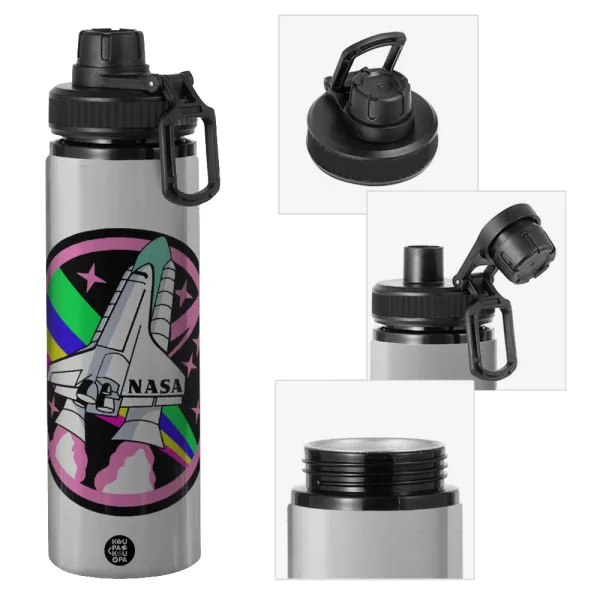 NASA pink — Μεταλλικό παγούρι νερού με καπάκι ασφαλείας, αλουμινίου 850ml