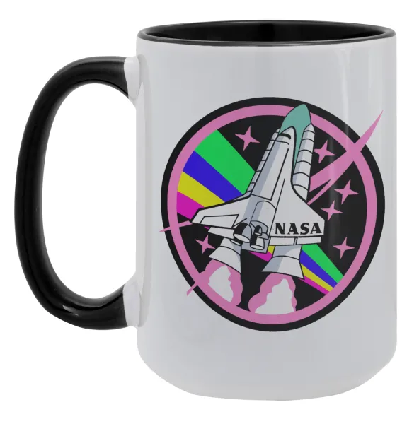 NASA pink — Mega mug 15oz, black ceramic, 450ml