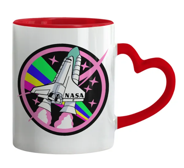 NASA pink — Mug heart red handle, ceramic, 330ml