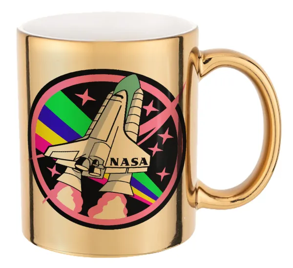 NASA pink — Κούπα κεραμική, χρυσή καθρέπτης, 330ml