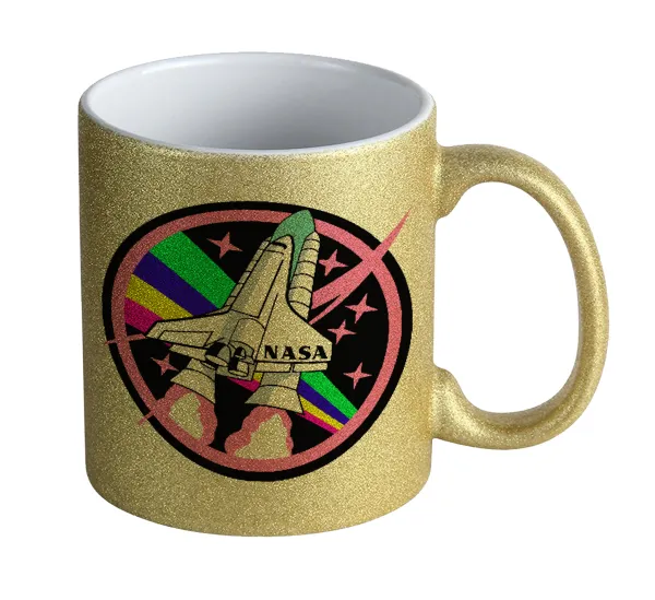 NASA pink — Gold glitter mug that sparkles, ceramic, 330ml
