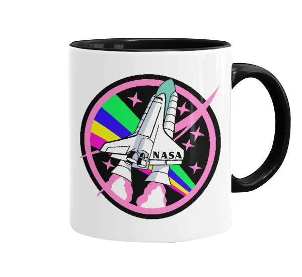 NASA pink — Κούπα χρωματιστή μαύρη, κεραμική, 330ml