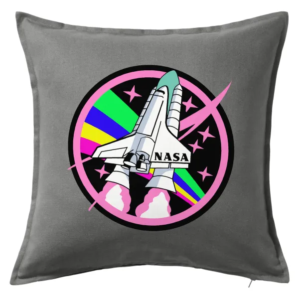 NASA pink — Μαξιλάρι καναπέ Γκρι 100% βαμβάκι, περιέχεται το γέμισμα (50x50cm)