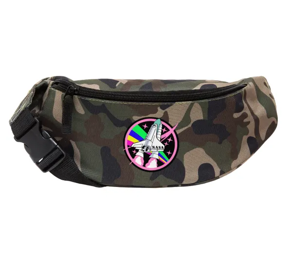 NASA pink — Unisex waist bag (banana) in Jungle camouflage color with 2 pockets