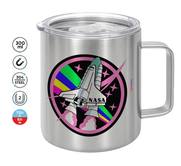 NASA pink — Κούπα Ανοξείδωτη διπλού τοιχώματος 300ml με καπάκι διατήρησης θερμοκρασίας