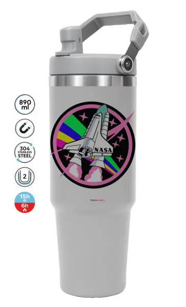 NASA pink — GREY Travel Tumbler with Handle 890ml