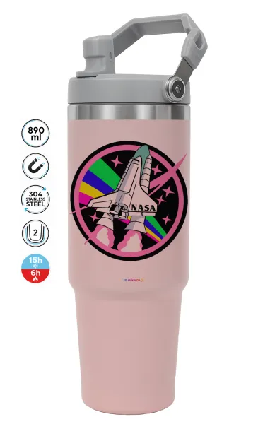 NASA pink — PINK Travel Tumbler with Handle 890ml
