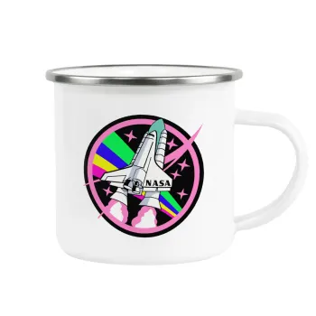 NASA pink, Metallic enamel cup white 360ml