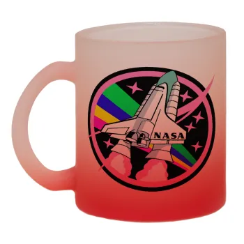 NASA pink, Κούπα γυάλινη δίχρωμη με βάση το κόκκινο ματ, 330ml