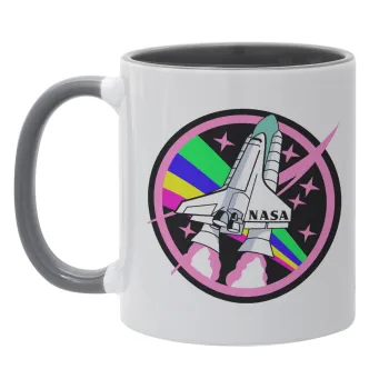 NASA pink, Κούπα χρωματιστή γκρι, κεραμική, 330ml